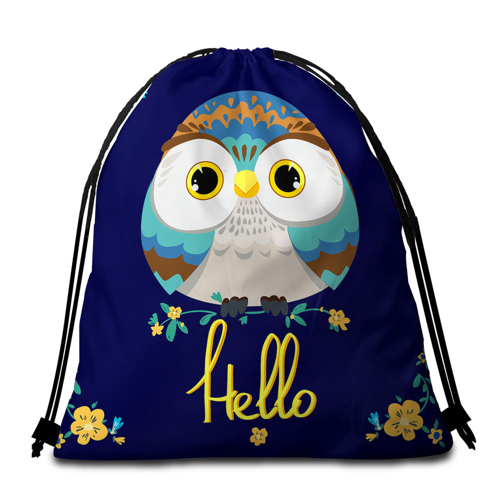Kids Beach Towel Bags a Cute Little Owl