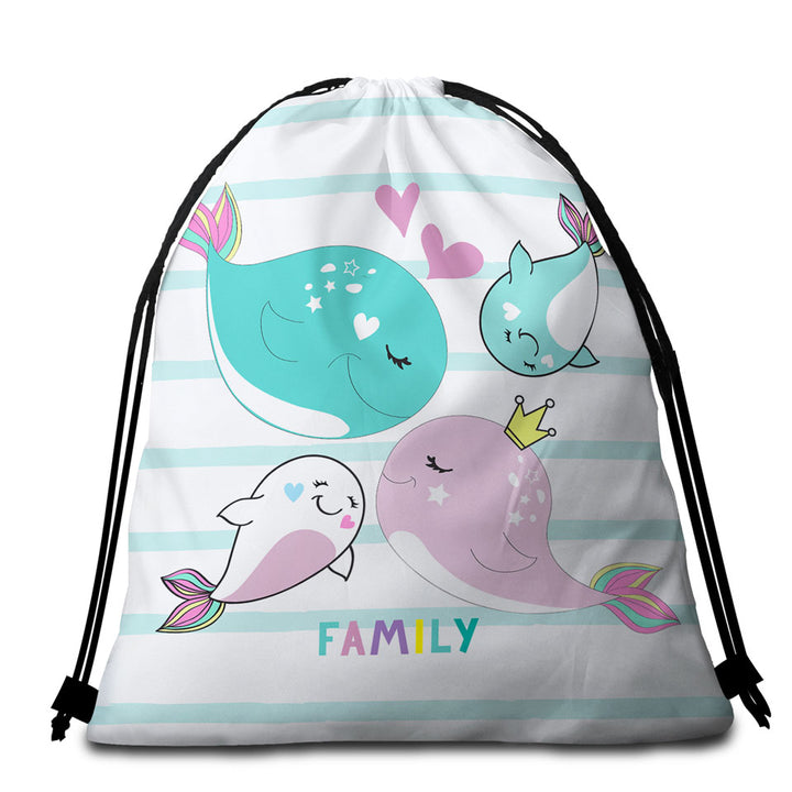 Kids Beach Towel Pack Cute Whale Family