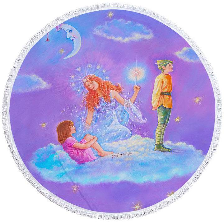 Kids Beach Towels Fairy Tale Painting the Cloud Lady