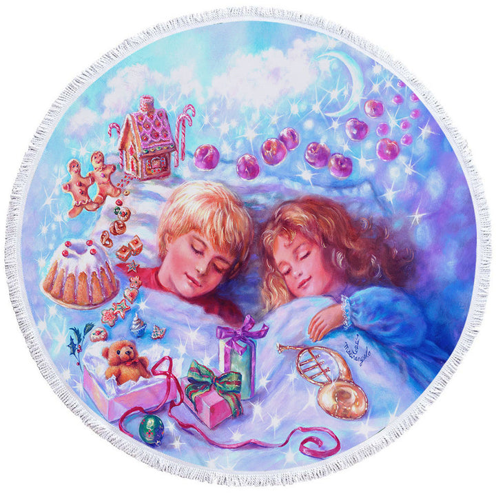 Kids Beach Towels Vintage Fairytales Art Painting Sweet Candy Dreams