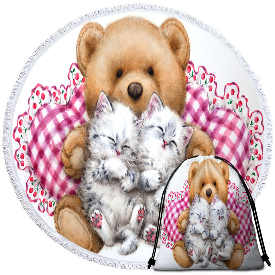 Kids Beach Towels for Sale Design Cute Teddy Bear Dream Kittens