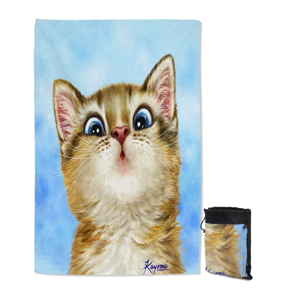 Kids Big Beach Towels Cats Designs Sweet Confused Kitten