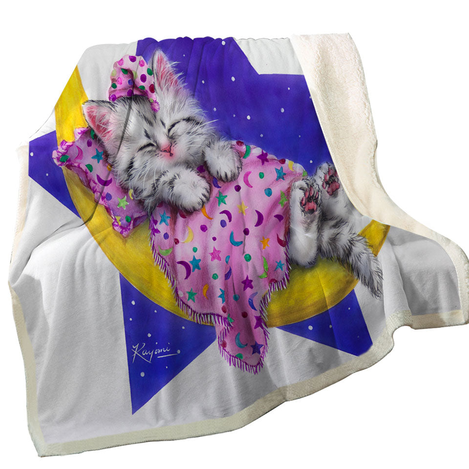 Kids Children Blanket Design Moon Bed Kitty Cat