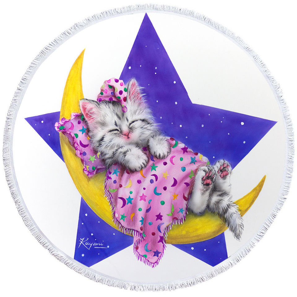 Kids Children Microfiber Beach Towel Design Moon Bed Kitty Cat