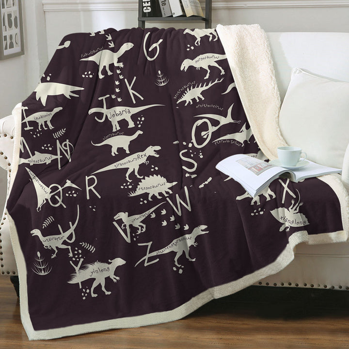 Kids Couch Throws Alphabet Dinosaurs Names