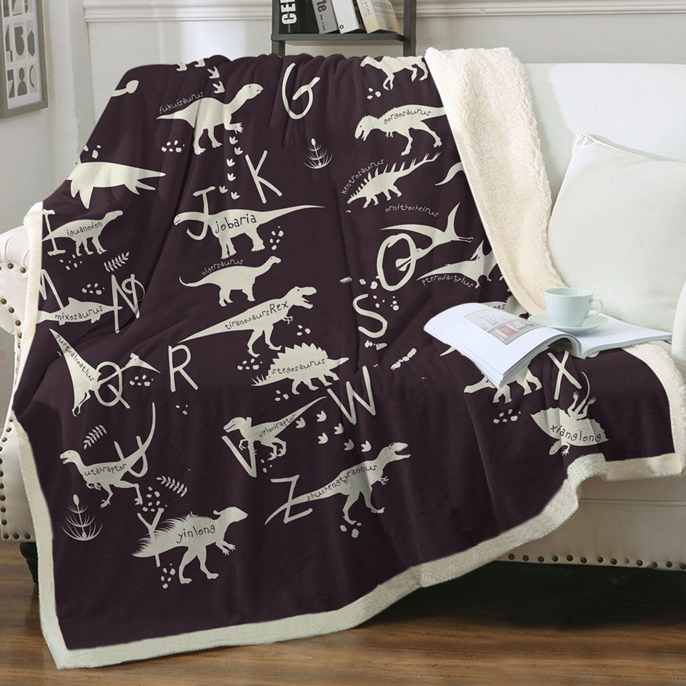 Kids Couch Throws Alphabet Dinosaurs Names