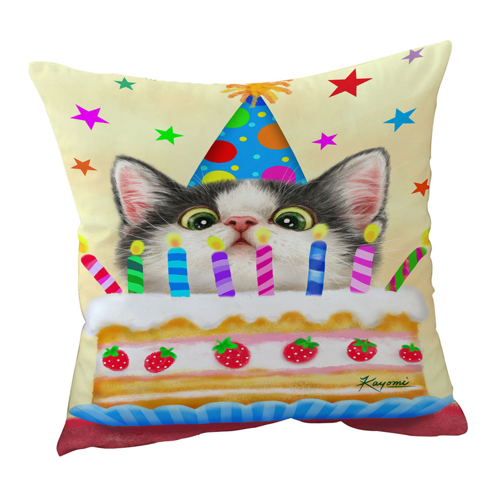 Kids Cushion Cover Designs Cute Birthday Cake Kitten Cat