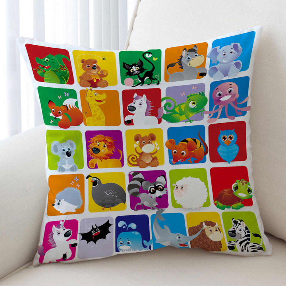 Kids Cushion Covers Cute Animals Cartoon Panel
