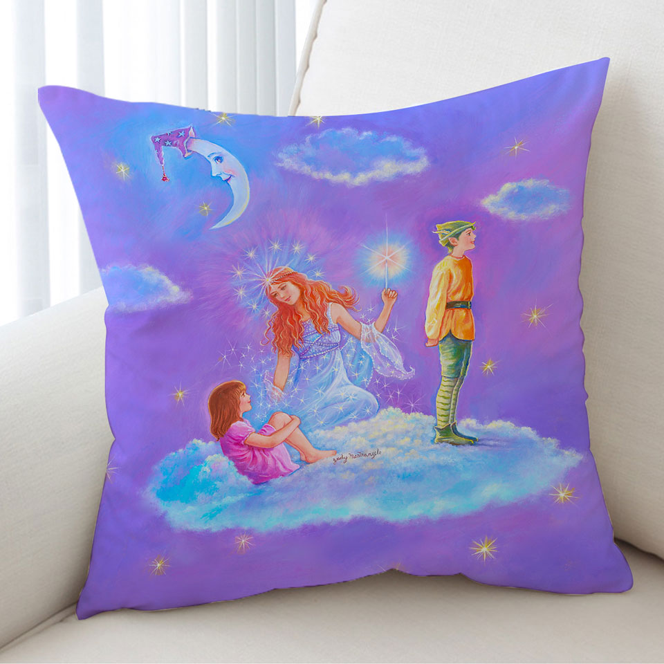 Kids Cushion Covers Fairy Tale Painting the Cloud Lady