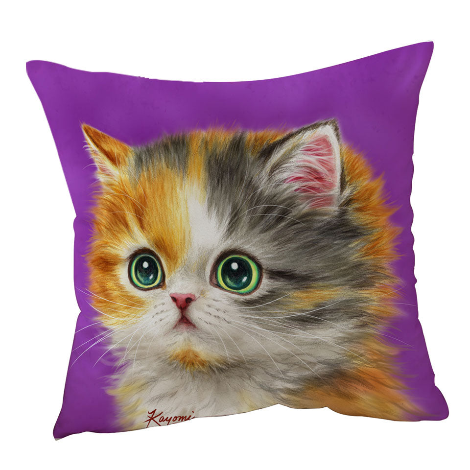 Kids Cushion Covers Kittens Designs Adorable Staring Cat