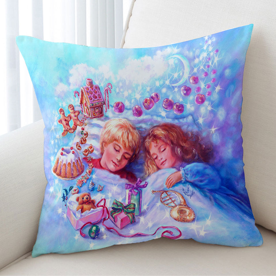Kids Cushion Covers Vintage Fairytales Art Painting Sweet Candy Dreams