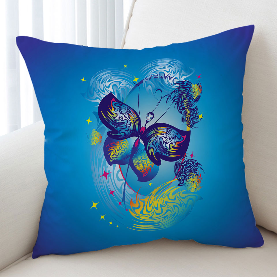 Kids Cushions Blue Fairy Tale Butterfly Character