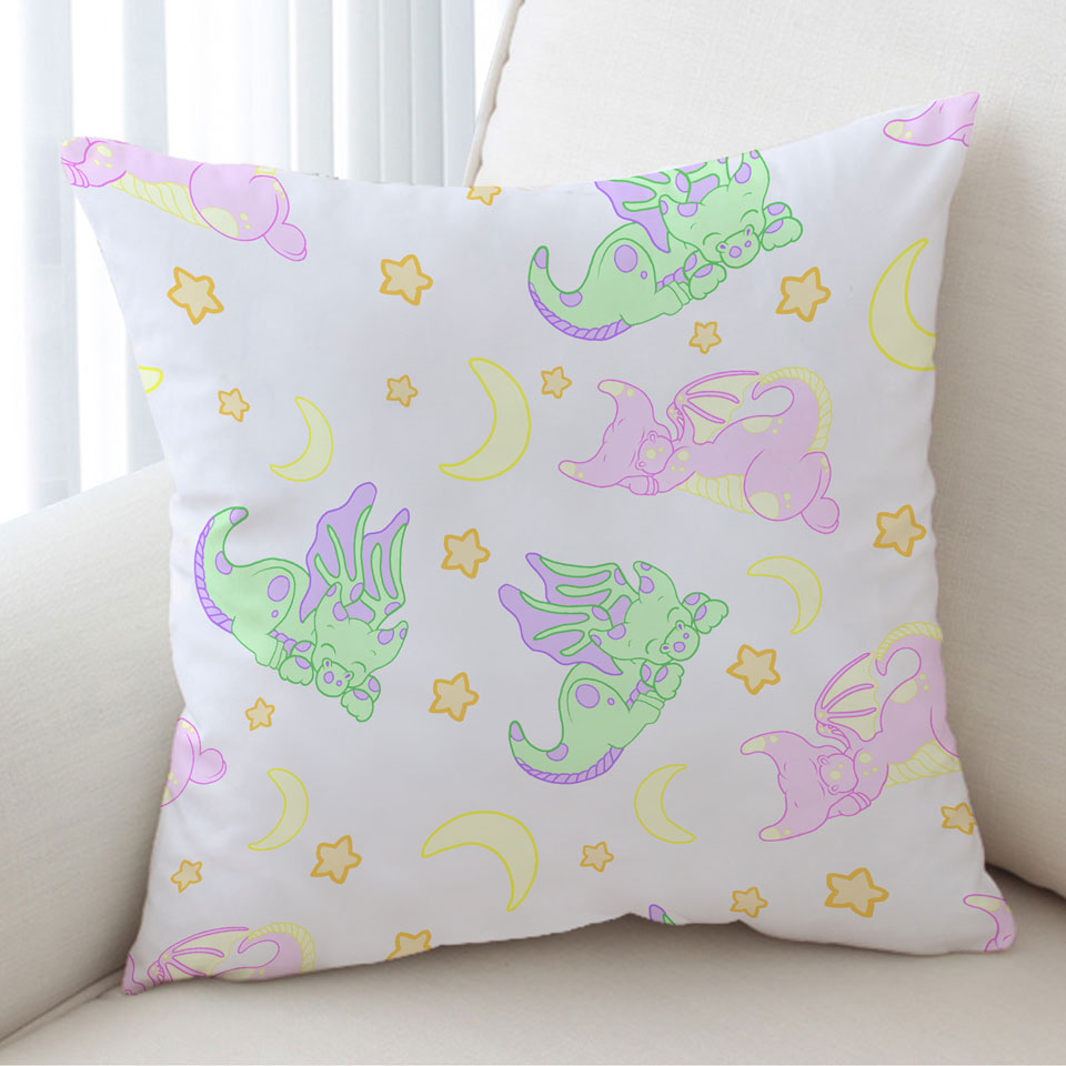 Kids Cushions Cute Sleeping Dragons Pattern for Girls