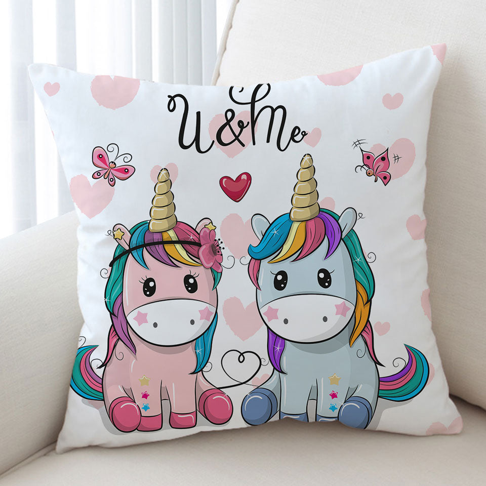 Kids Cushions In Love U and Me Unicorns