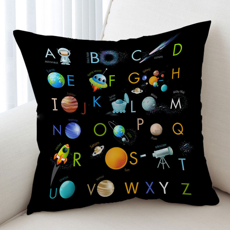 Kids Cushions Space Themed Alphabet for Kids