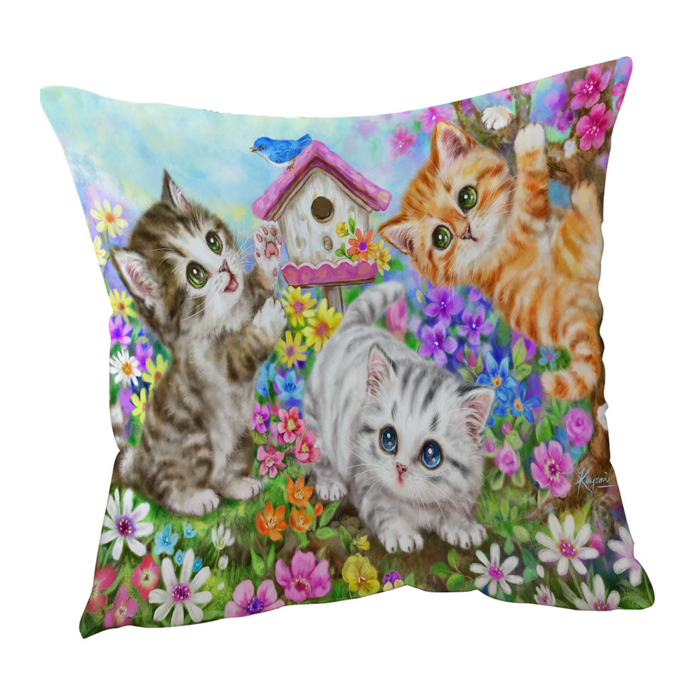 Kids Cushions and Pillows Designs Cute Bird House and Cats Kittens