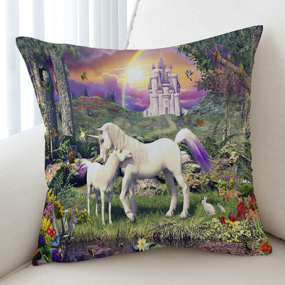Kids Cushions of Magical Forest the Sanctuary of the Unicorns