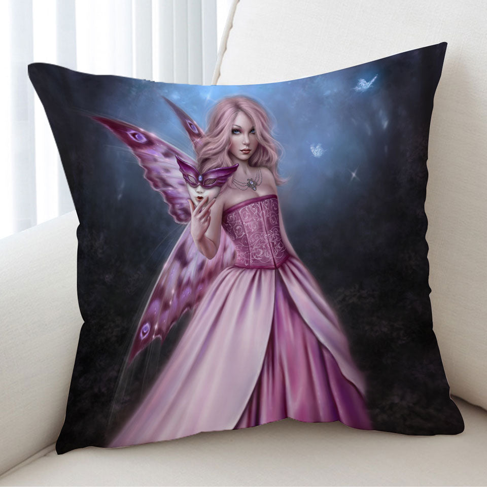 Kids Cushions with Fantasy Art Titania the Gorgeous Pinkish Butterfly Girl