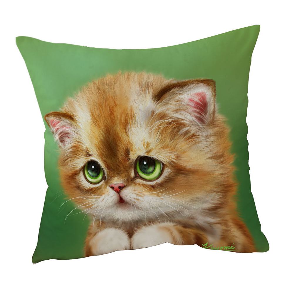 Kids Cushions with Sweet Cats Designs Ashamed Ginger Kitten