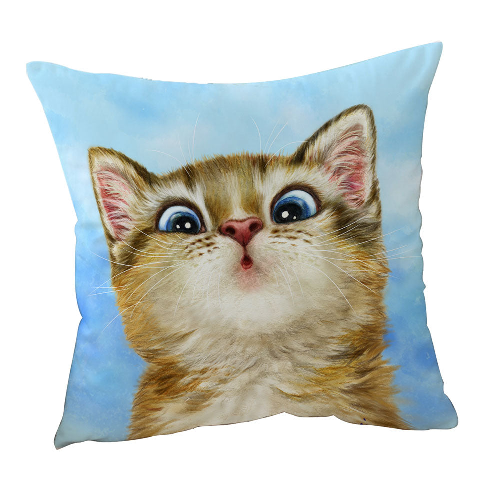Kids Decorative Cushions with Cats Designs Sweet Confused Kitten