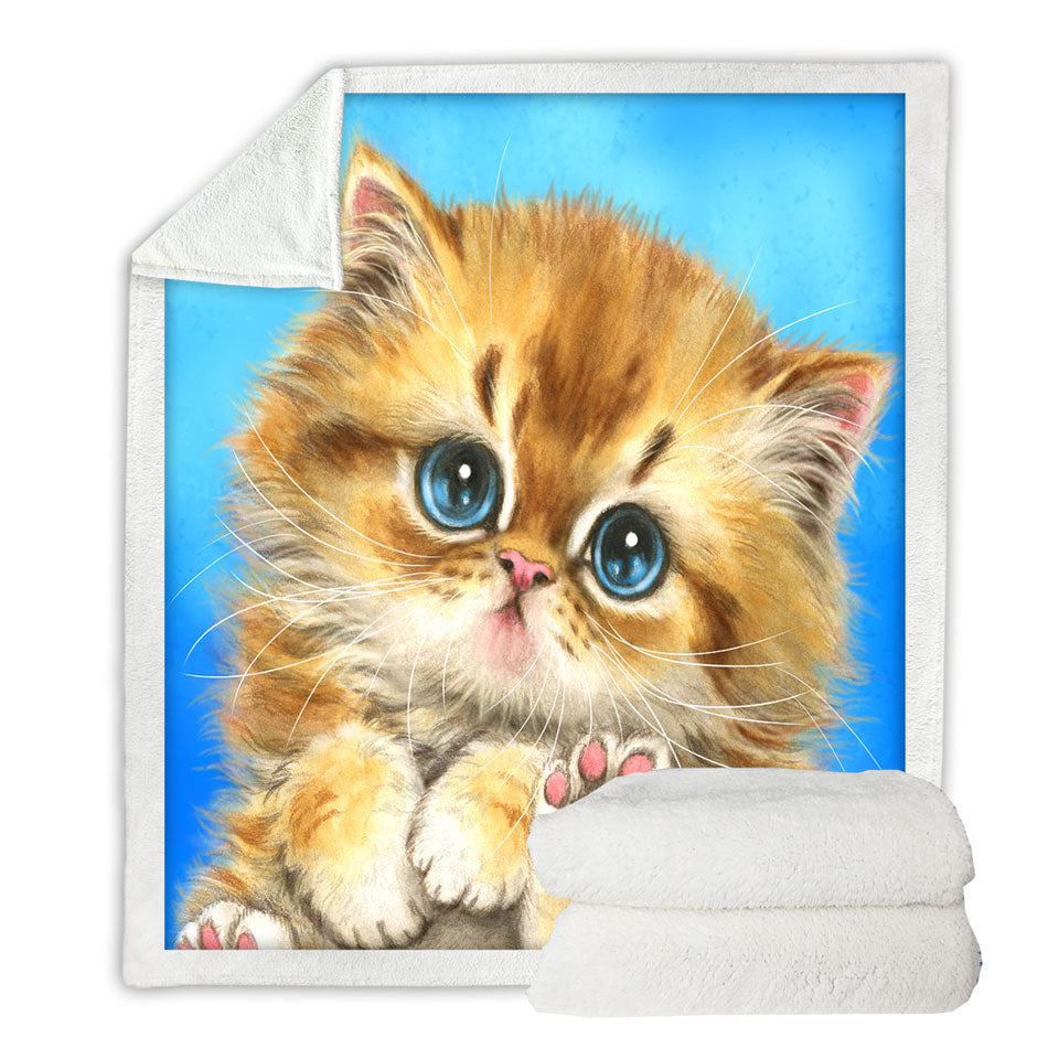 Kids Designs Sherpa Blanket Little Blue Eyes Kitten