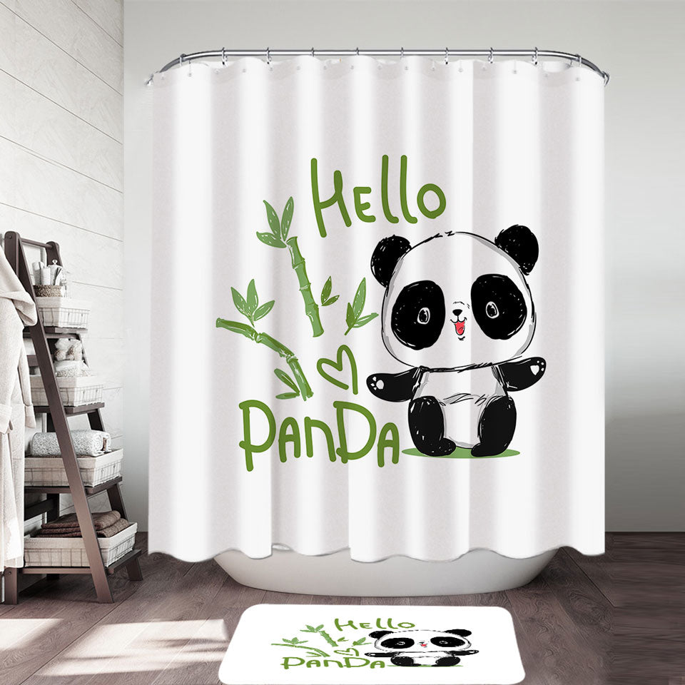 Kids Fabric Shower Curtains a Cute Little Panda