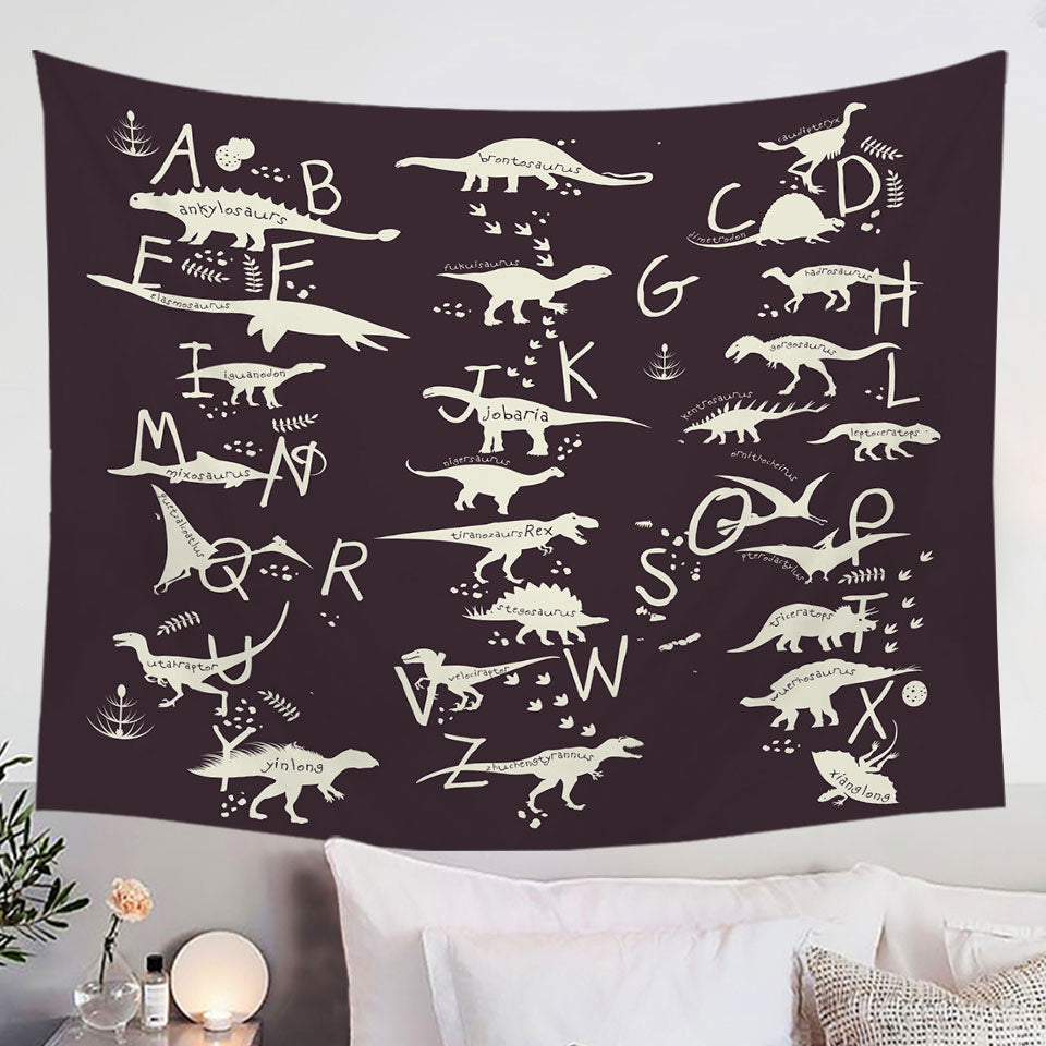 Kids Home Wall Decor Alphabet Dinosaurs Names