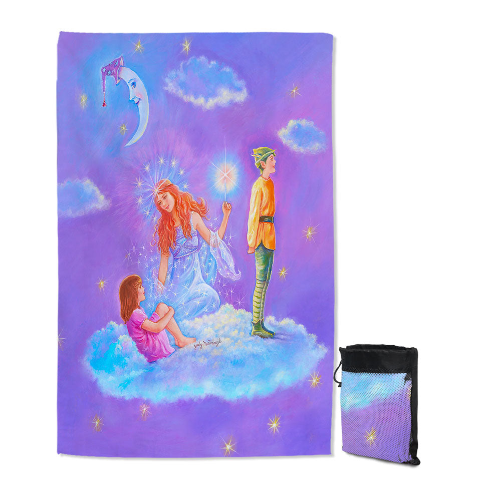 Kids Lightweight Beach Towel Fairy Tale Painting the Cloud Lady