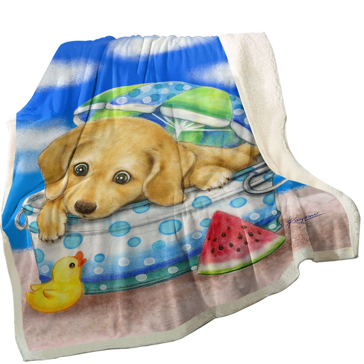 Kids Lightweight Blankets Animal Dogs Art Cute Dachshund at the Beach