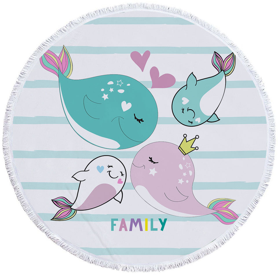 Kids Microfiber Towels For Travel Cute Whale Family