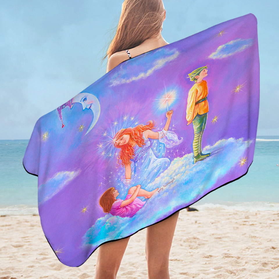 Kids Pool Towels Fairy Tale Painting the Cloud Lady