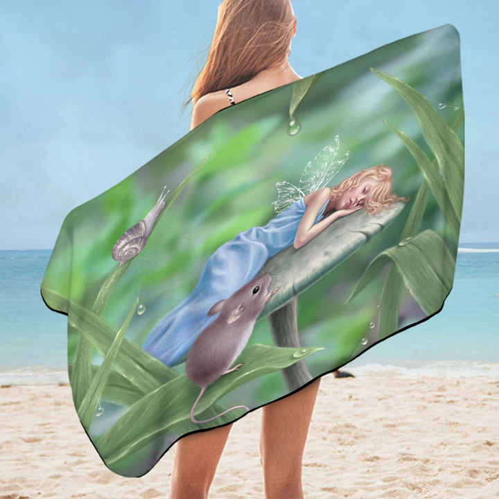 Kids Pool Towels Fantasy Art Sweet Dreams Cute Little Fairy
