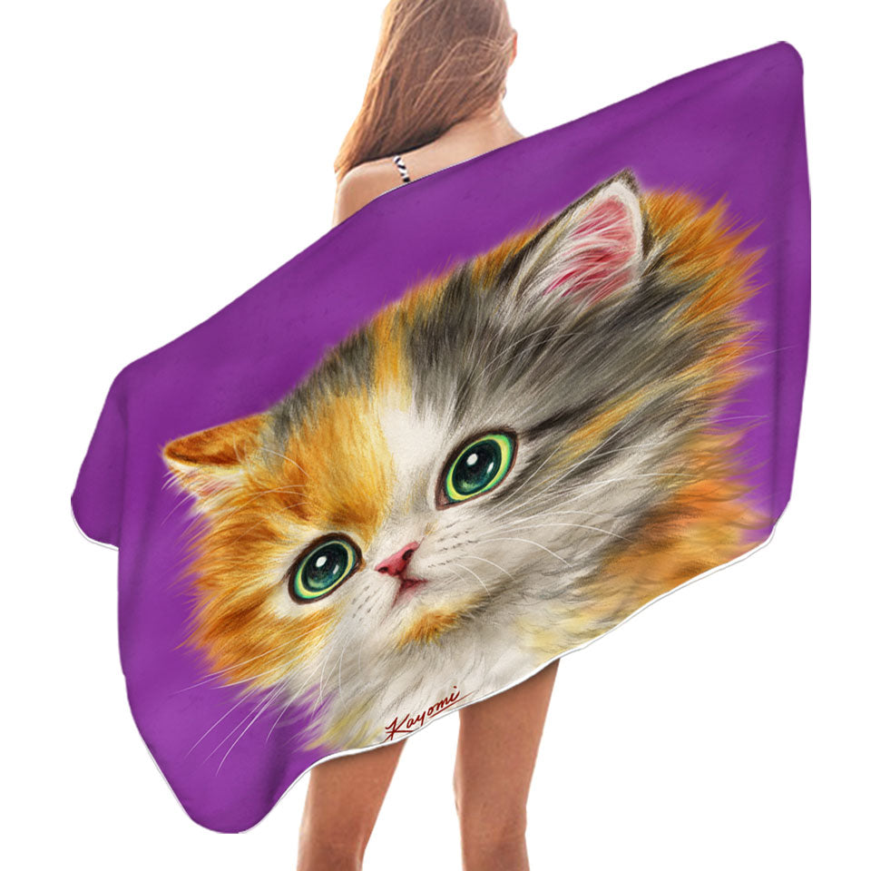 Kids Pool Towels Kittens Designs Adorable Staring Cat