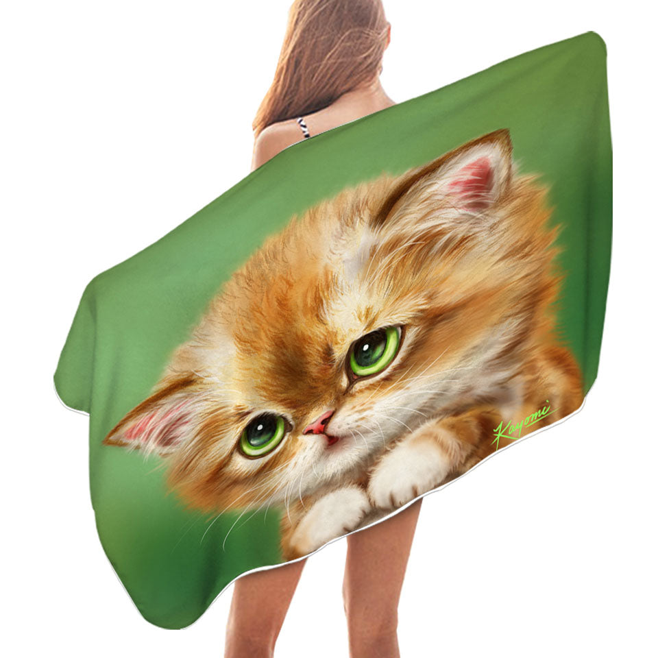 Kids Pool Towels Sweet Cats Designs Ashamed Ginger Kitten
