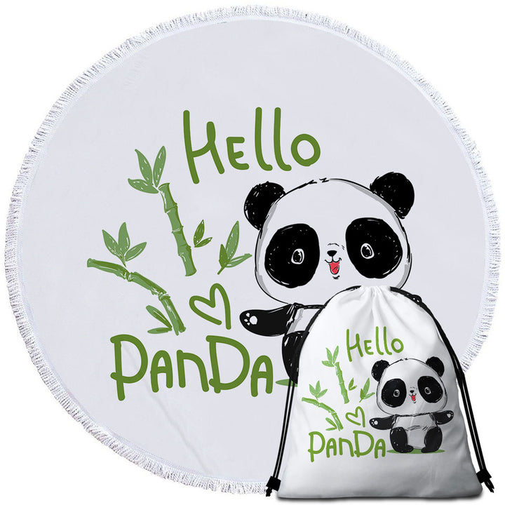 Kids Round Beach Towel a Cute Little Panda
