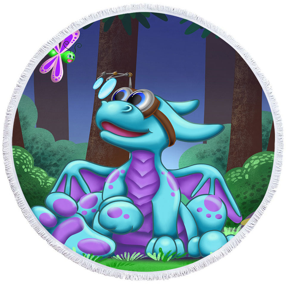 Kids Round Towel Tinker the Smartest Dragon