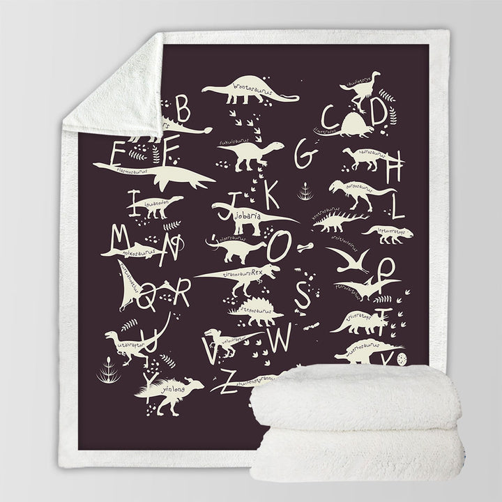 Kids Sofa Blankets Alphabet Dinosaurs Names