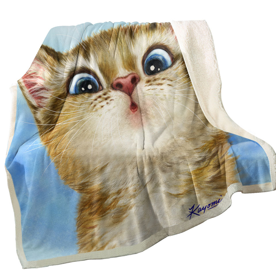 Kids Sofa Blankets with Cats Designs Sweet Confused Kitten