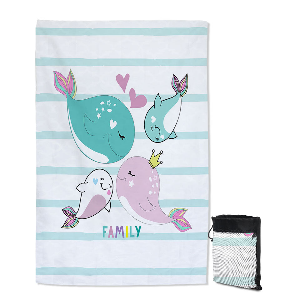 Kids Swimming Towels Cute Whale Family