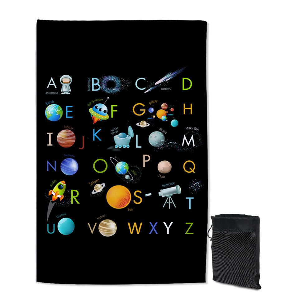 Kids Swimming Towels Space Themed Alphabet for Kids