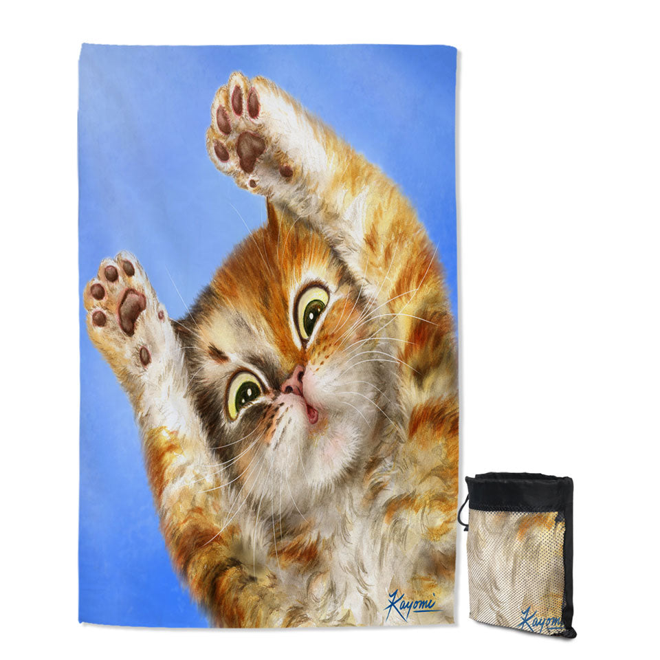 Kids Swimming Towels with Cute Kittens Designs Paws Up Cat