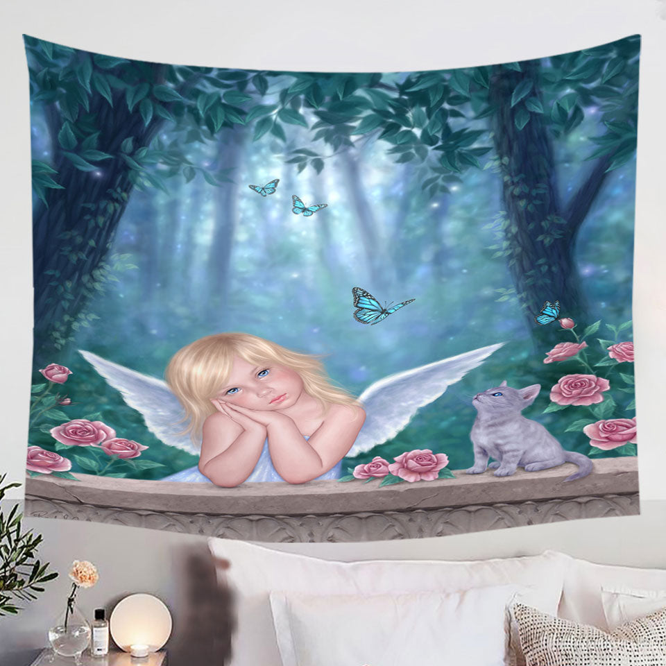 Kids-Tapestry-Wall-Decor-Fantasy-Art-Little-Miracles-Cat-and-Cute-Little-Fairy