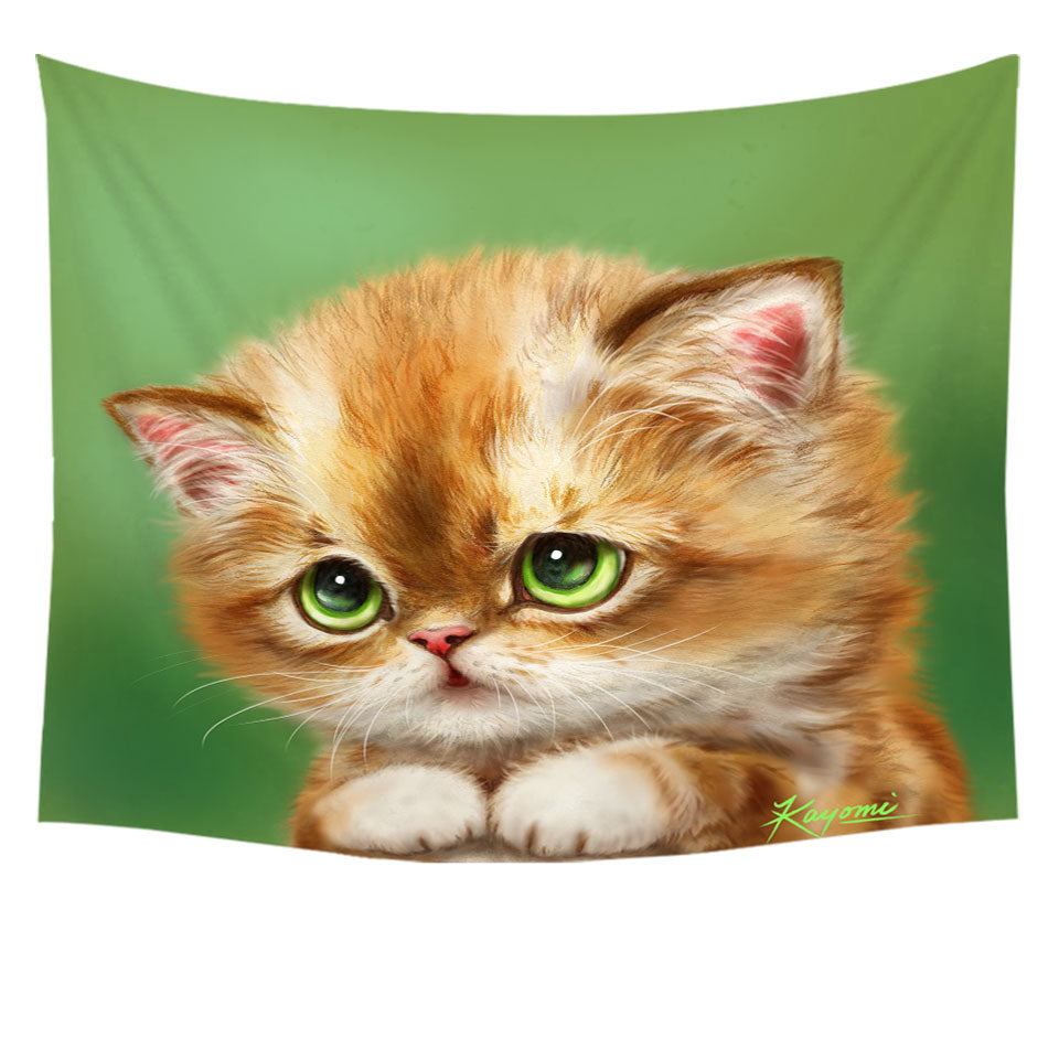 Kids Tapestry Wall Decor Sweet Cats Designs Ashamed Ginger Kitten