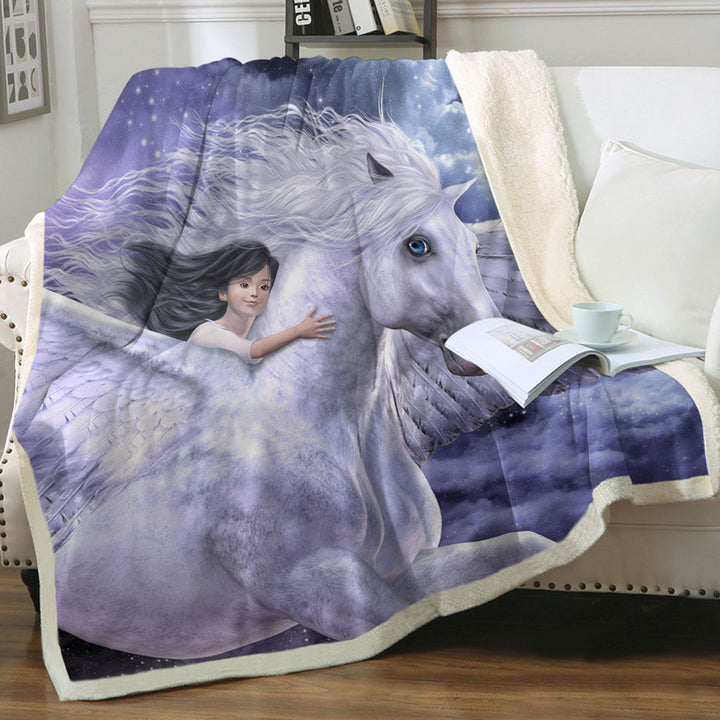 products/Kids-Throw-Blanket-Fantasy-Art-Cute-Girl-Riding-Flying-Horse