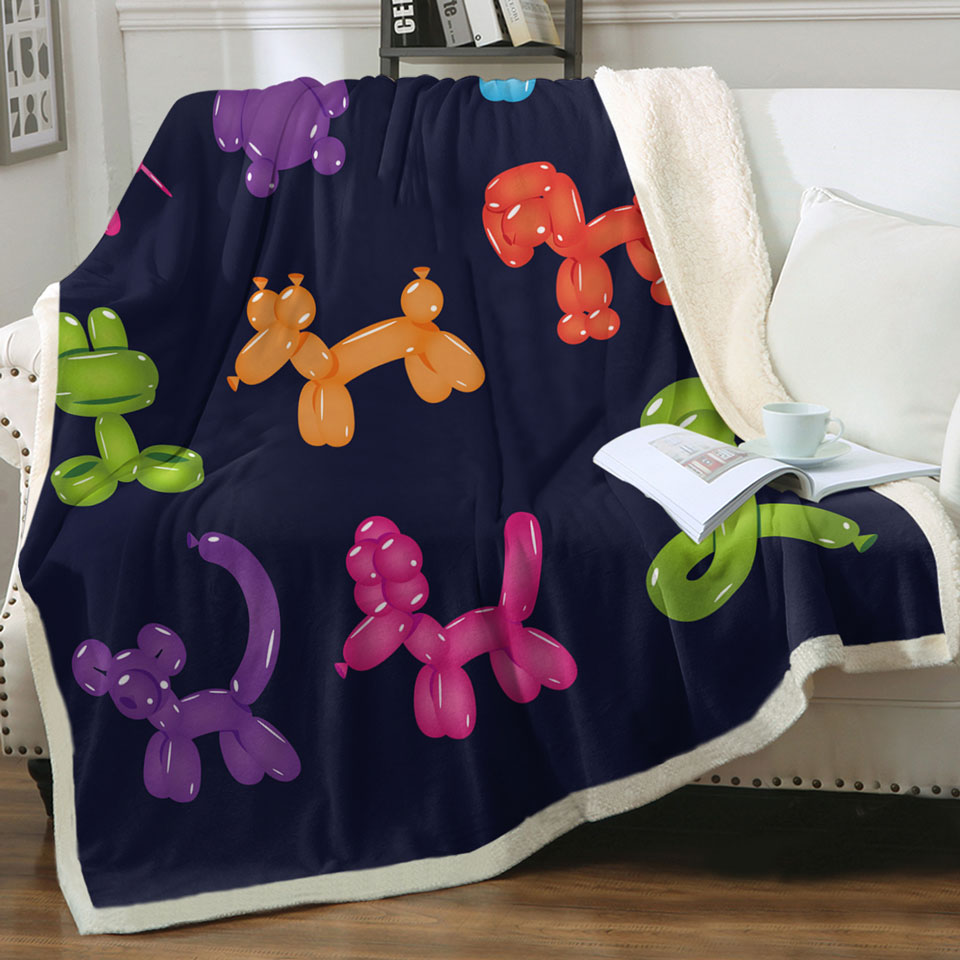 Kids Throw Blanket with Dogs Shape Balloons