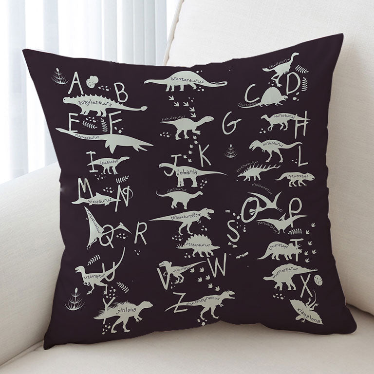 Kids Throw Cushions Alphabet Dinosaurs Names