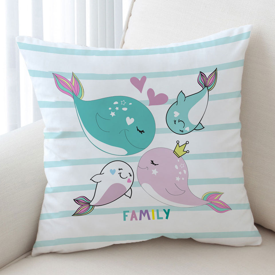 Kids Throw Cushions Cute Whale Family
