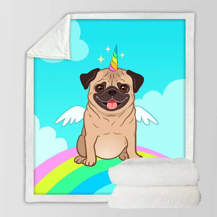 Kids Throws Cute Unicorn Pug
