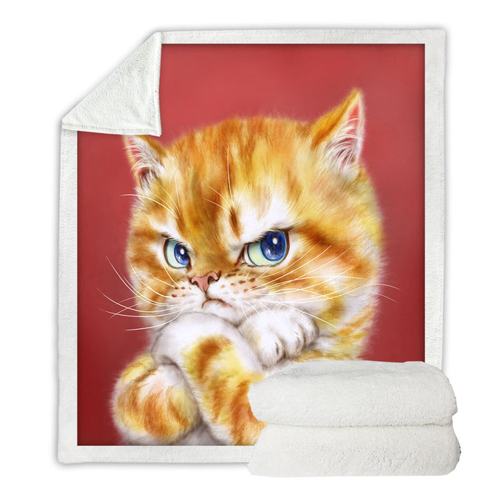 Kids Throws Funny Cats Drawings Angry Cute Ginger Kitty