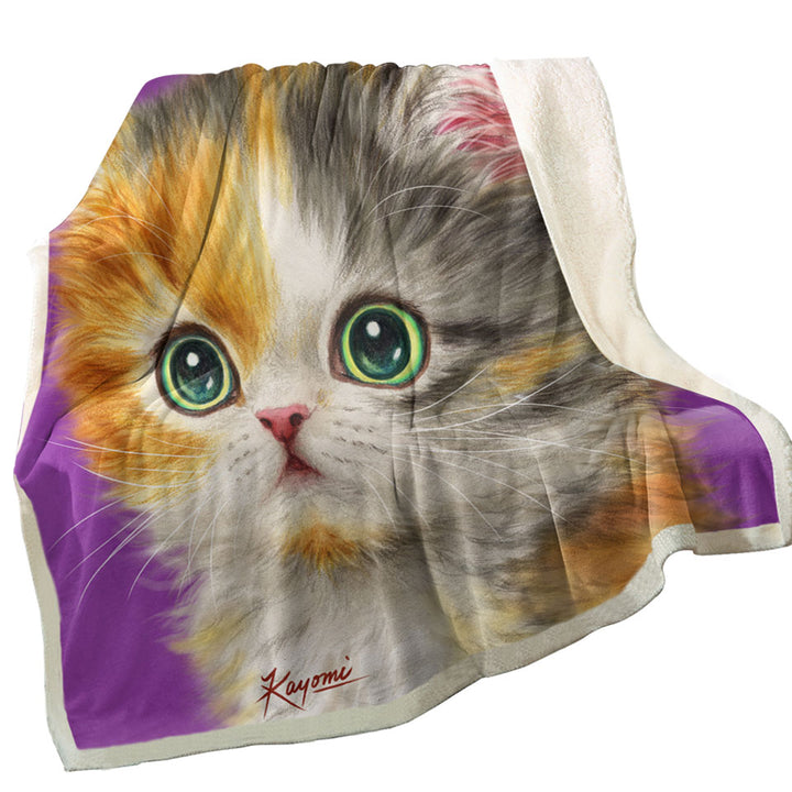 Kids Throws Kittens Designs Adorable Staring Cat